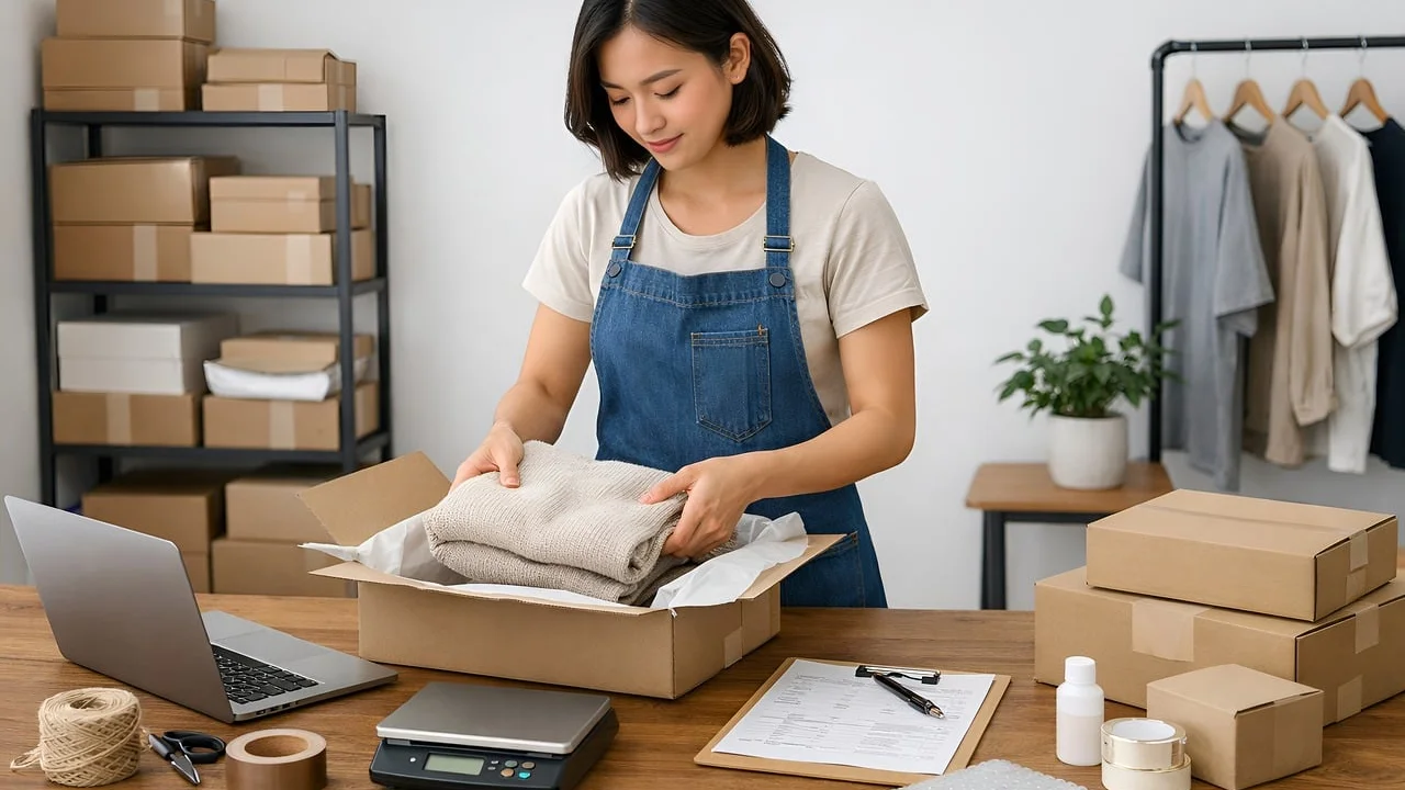 Empreendedora organiza documentos para formalizar uma pequena empresa.