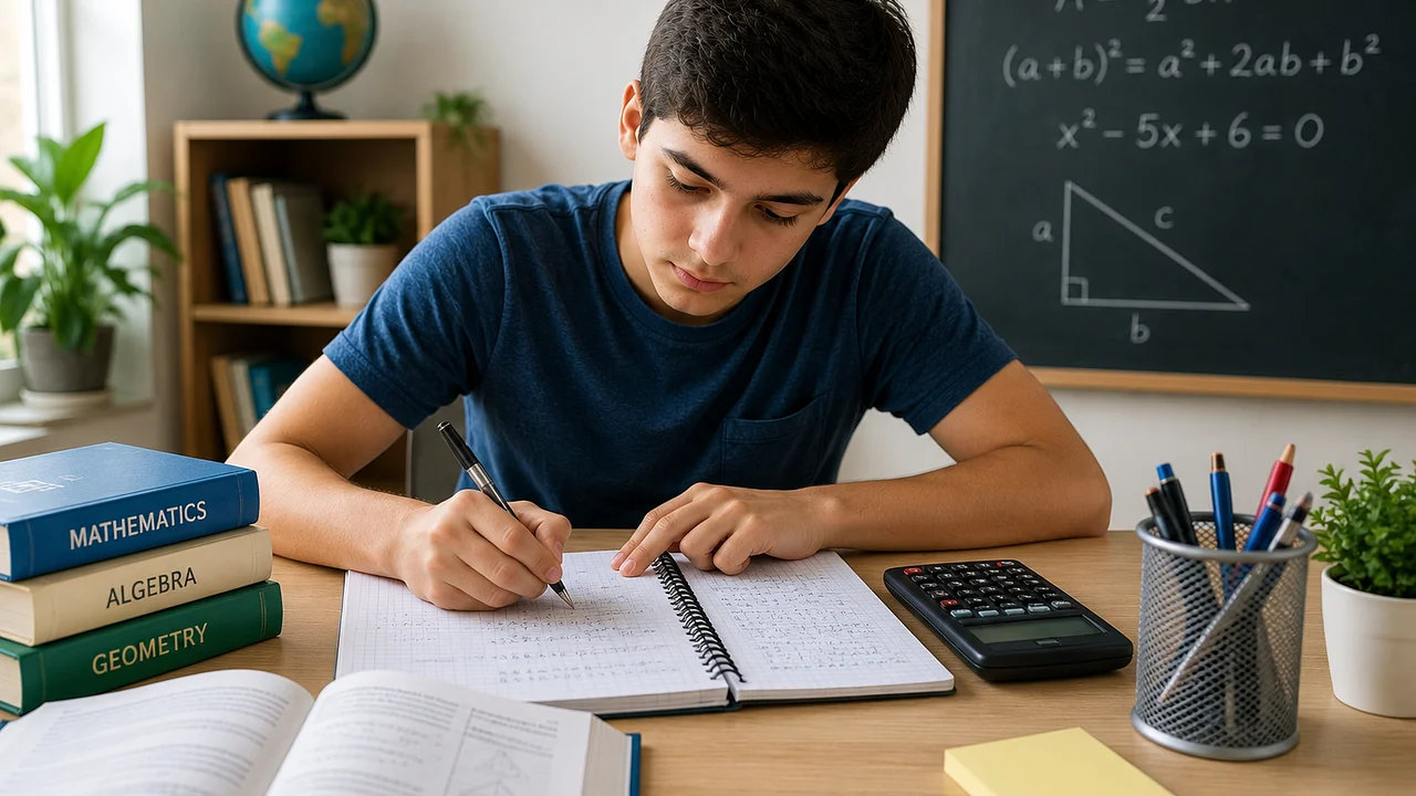 Calculadora e anotações ajudam a verificar médias e pesos.